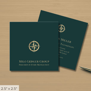 Berufliches Gold-Compass-Logo Quadratische Visitenkarte