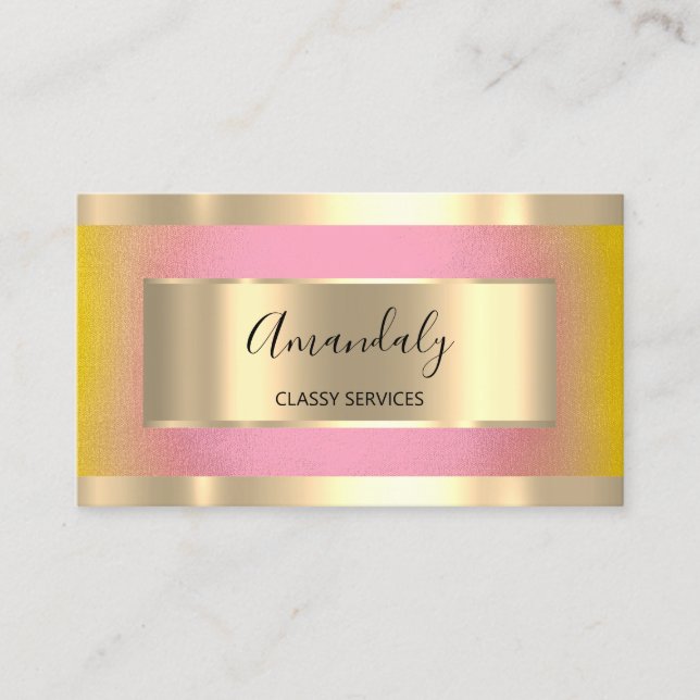 Berufliches Gold Gerahmt Elegante Gelbe Rose Visitenkarte (Vorderseite)