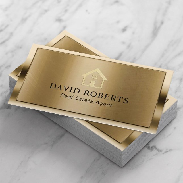 Berufliches Gold House Logo Real Anwesen Realtor Visitenkarte (Von Creator hochgeladen)