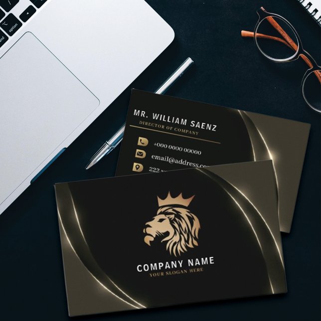Berufliches Gold Lion Logo Visitenkarte (Von Creator hochgeladen)