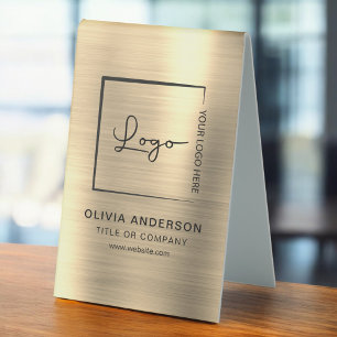 Berufliches Gold Minimalistisch Business Logo Tischaufsteller