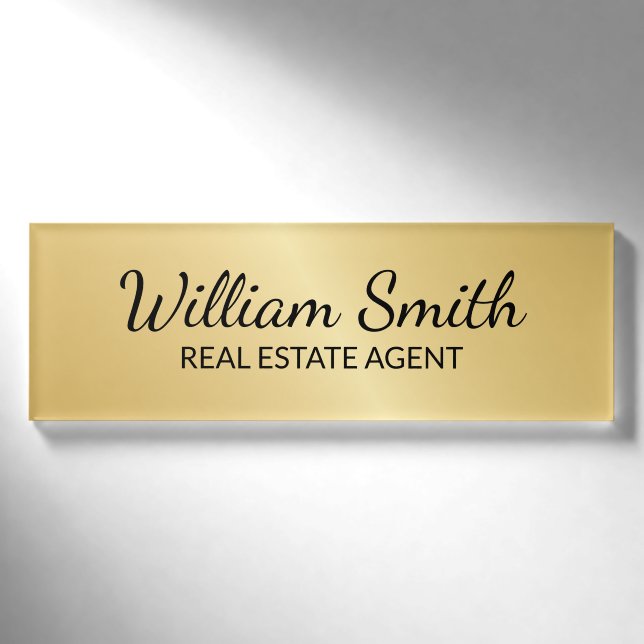 Berufliches Gold Personalisiert Namenschild (Vorderseite)