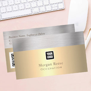 Berufliches Gold und Silber, Minimal, Logo, QR-Cod Visitenkarte