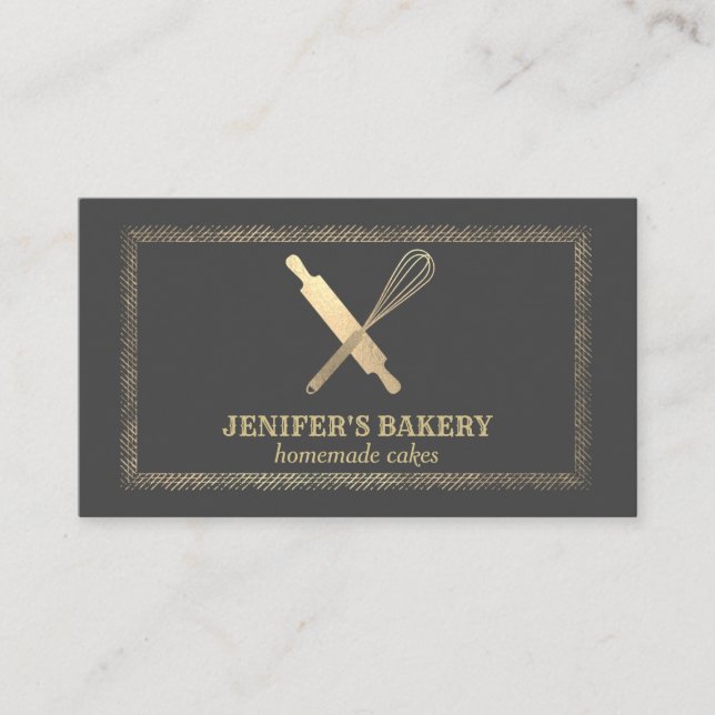 Berufliches Goldwalzengebäck Button Whisky Koch Visitenkarte (Vorderseite)