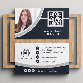 Berufliches Grau Hinzufügen des QR-Code-Fotos für Visitenkarte