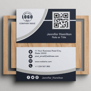 Berufliches Grau Hinzufügen Ihres QR-Logos Visitenkarte