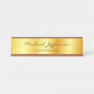 Berufliches Handschriftzeichen mit Goldfarbe Schreibtischnamensplakette