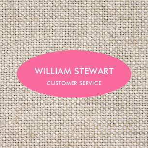 Berufliches Hot-Pink-Minimal Oval Mitarbeiter Namensschild