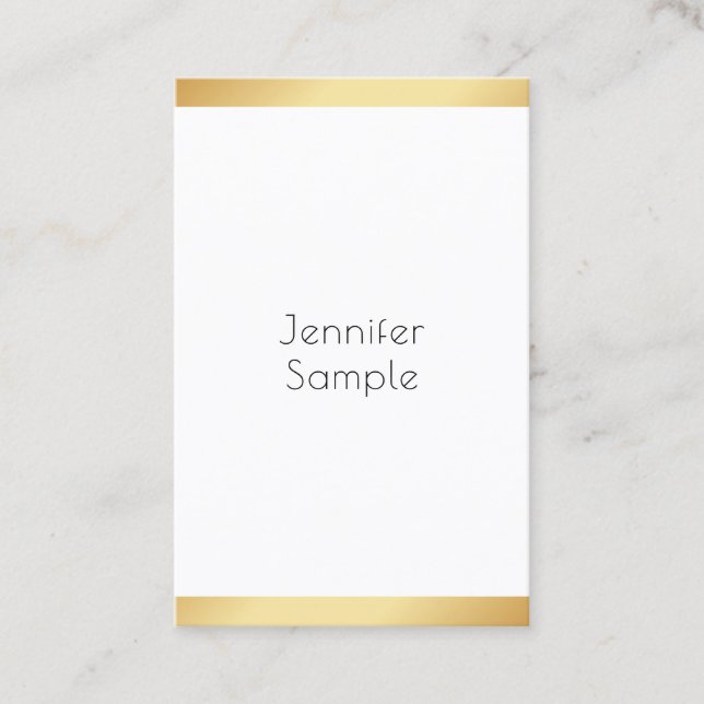 Berufliches, in Gold gehaltenes weißes Template Visitenkarte (Vorderseite)
