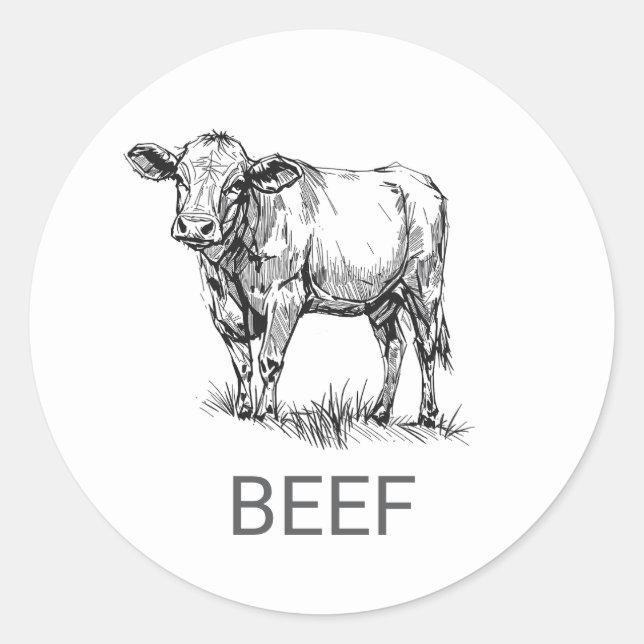Berufliches individuelles Rindfleisch Runder Aufkleber (Vorderseite)