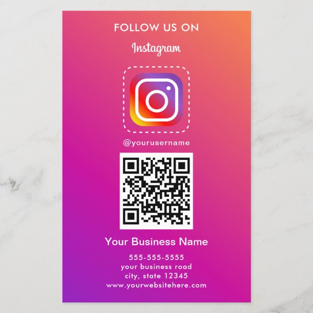 Berufliches Instagramm-Logo folgen Qr-Code Flyer (Vorne)