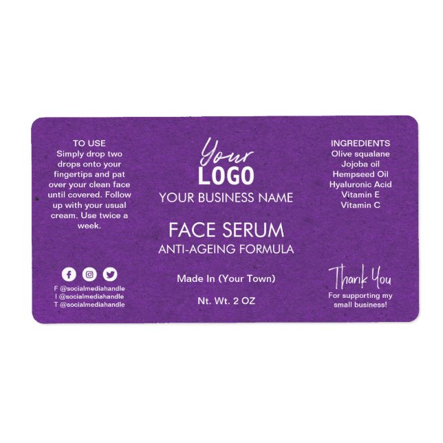 Berufliches Lila Gesicht und Haarölserum (Vorne)