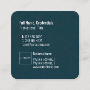 Berufliches Logo Elegante Modernes Minimal Blau gr Quadratische Visitenkarte
