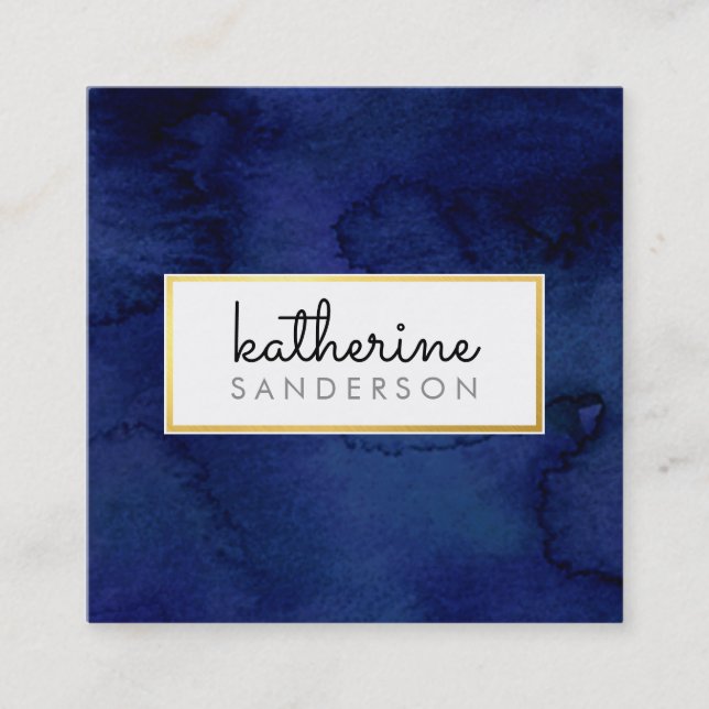 BERUFLICHES LOGO EMBLEM moderne Marine Aquarell Quadratische Visitenkarte (Vorderseite)