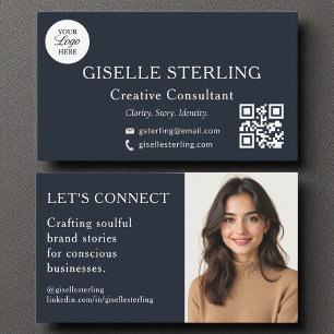 Berufliches Logo-Foto für Navy Blue QR-Code Visitenkarte