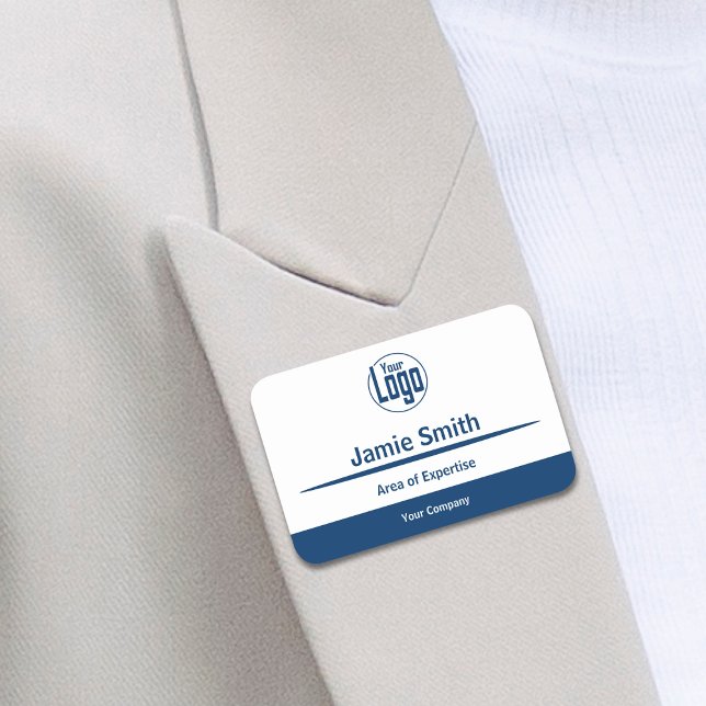 Berufliches Logo für Blue & White Company Namensschild (Professional Blue & White Company Logo Expertise Name Tag)