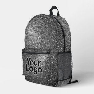Berufliches Logo für den Funkelnd Glitzer in Schwa Bedruckter Rucksack