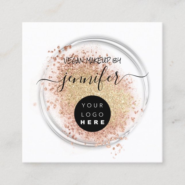 Berufliches Logo-Makeup-Rose-Powder-Schatten Quadratische Visitenkarte (Vorderseite)