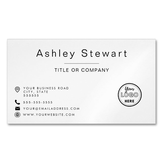 Berufliches Logo Modern Minimalistisch White Simpl Magnetische Visitenkarte (Vorderseite)