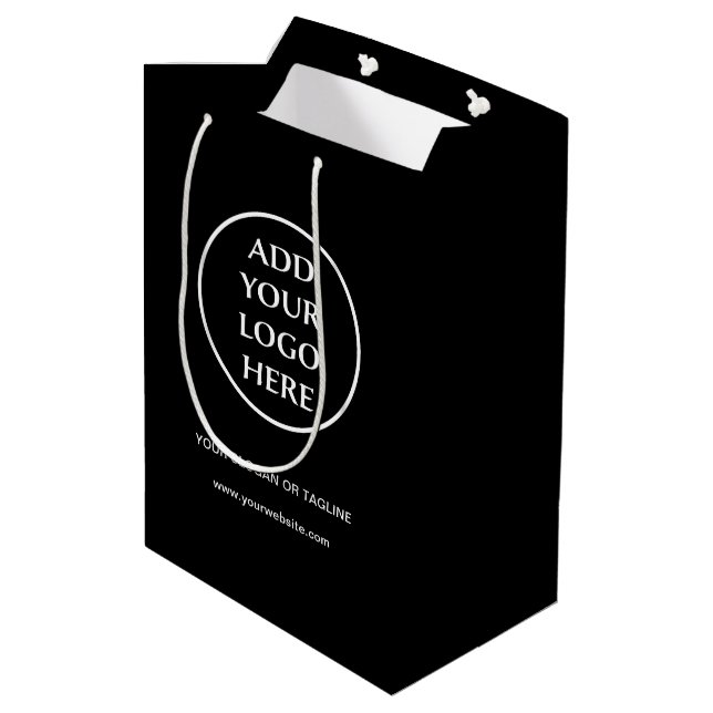 Berufliches Logo-Unternehmen Mittlere Geschenktüte (Rückseite Schrägansicht)