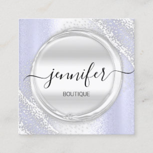 Berufliches Makeup Artist Blue Silver Grau Logo Quadratische Visitenkarte