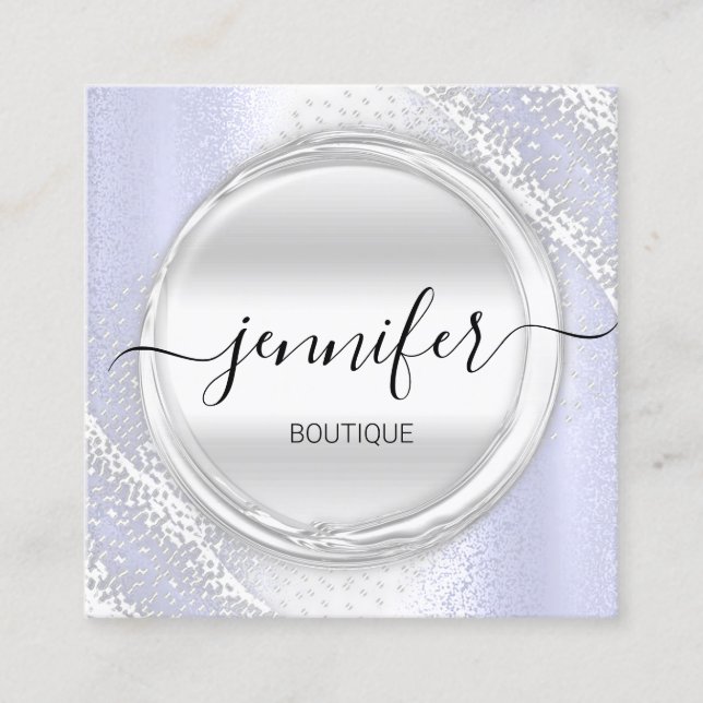 Berufliches Makeup Artist Blue Silver Grau Logo Quadratische Visitenkarte (Vorderseite)