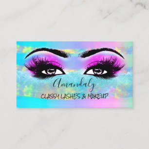 Berufliches Makeup-Artist-Eyelash-Logo Pink Holo Visitenkarte