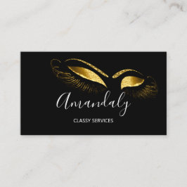 Berufliches Makeup Schwarz-weiße Goldene Eyelashes Visitenkarte
