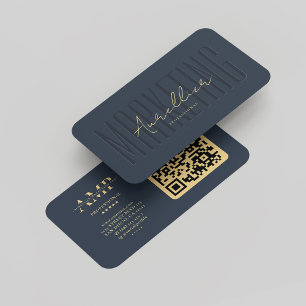 Berufliches Marketing Monogram Dark Blue Modern Visitenkarte