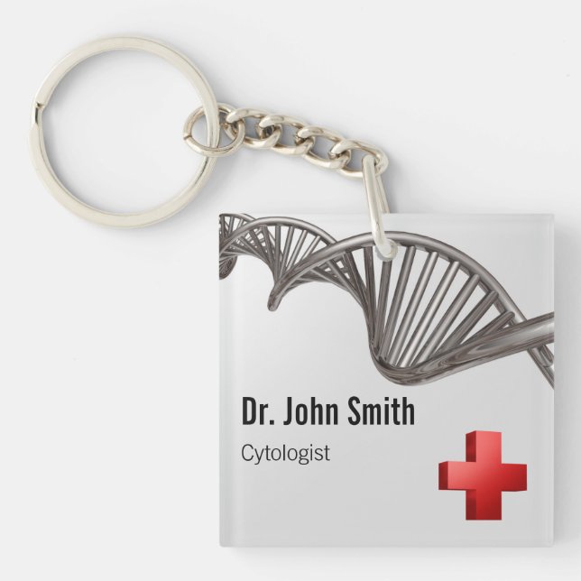 Berufliches medizinisches 3D-Symbol Cross-DNA Schlüsselanhänger (Vorderseite)