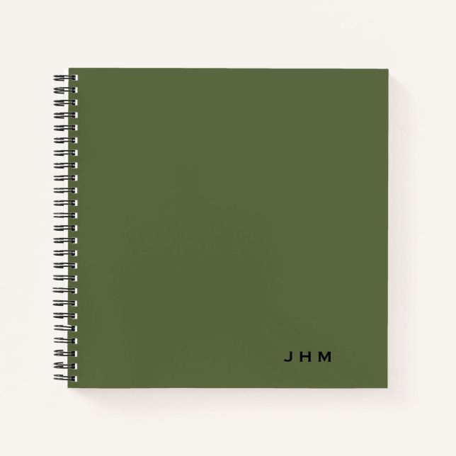 Berufliches Minimal Olive Monogram Notebook Notizbuch (Vorderseite)
