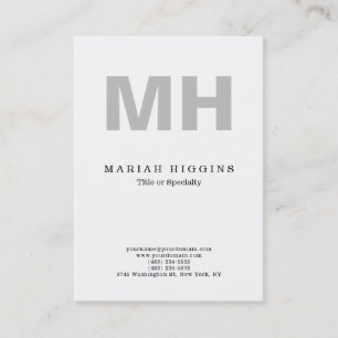 Berufliches Minimalistisch-Grau-Monogramm weiß Visitenkarte