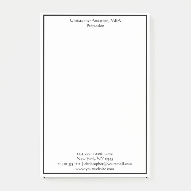 Berufliches Minimalistisches Geschäft Post-it Klebezettel (Vorderseite)