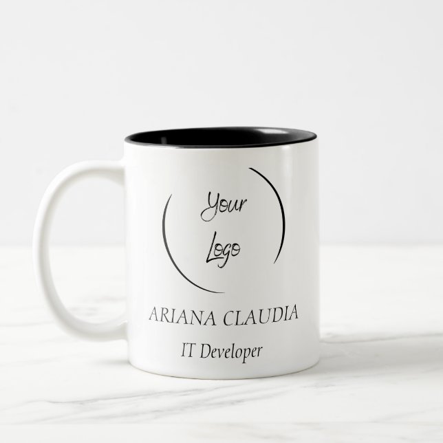 Berufliches Minimalistisches Logo Zweifarbige Tasse (Links)