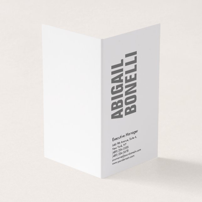 Berufliches minimalistisches, modernes Grauweiß Visitenkarten (Vorderseite)