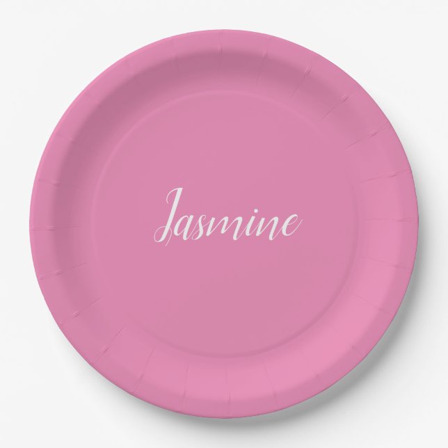 Berufliches Minimalistisches Rosa Pappteller (Vorderseite)