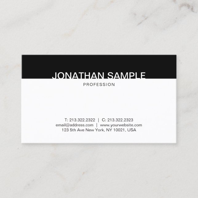 Berufliches Minimalistisches Schwarz-Weiß-Elegant Visitenkarte (Vorderseite)