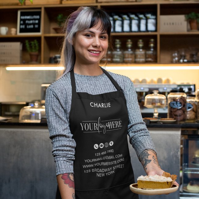 Berufliches Minimalistisches schwarzes Firmenlogo Schürze (Von Creator hochgeladen)