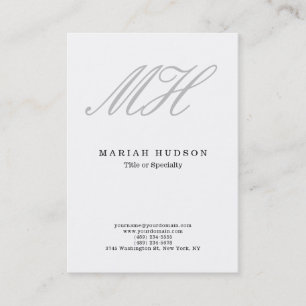 Berufliches Minimalistisches Script Monogram White Visitenkarte