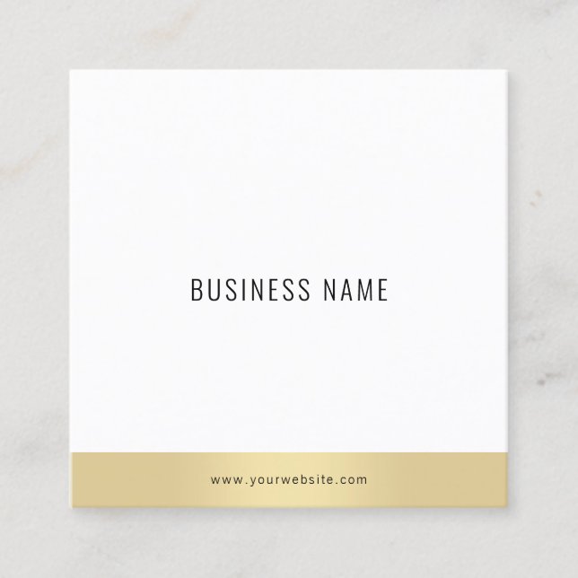 Berufliches Minimalistisches Template Gold Weiß Quadratische Visitenkarte (Vorderseite)