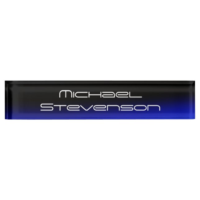 Berufliches, modernes Black Blue Business Namensplakette (Vorderseite)