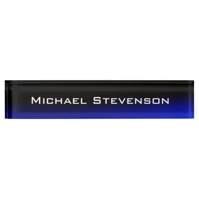 Berufliches, modernes Black Blue Business Namensplakette (Vorderseite)