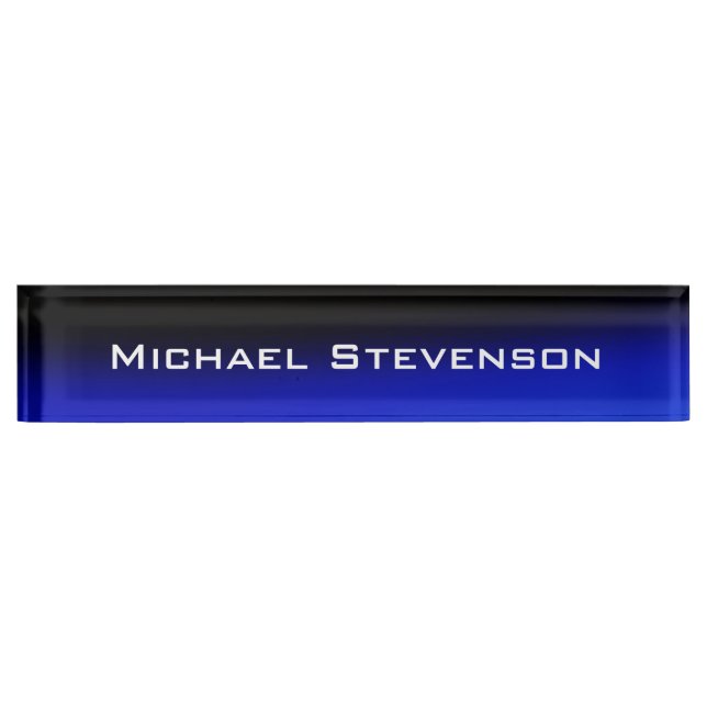 Berufliches, modernes Black Blue Business Namensplakette (Vorderseite)