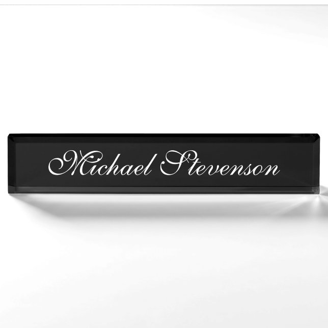 Berufliches, modernes Black Business Desk Namenssc Namensplakette (Vorderseite)