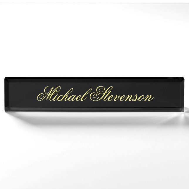 Berufliches, modernes Black Business Desk Namenssc Namensplakette (Vorderseite)