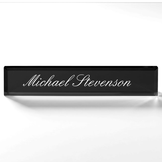 Berufliches, modernes Black Business Desk Namenssc Namensplakette (Vorderseite)