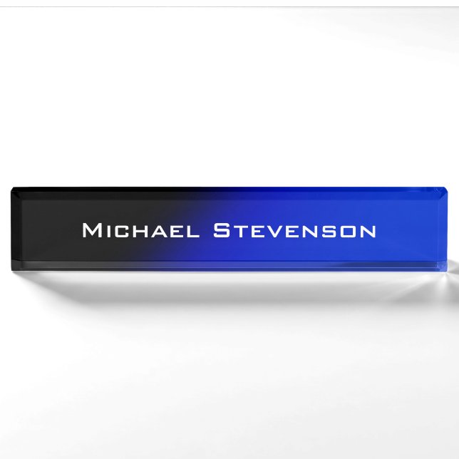 Berufliches, modernes Blue Desk Namenschild Namensplakette (Vorderseite)