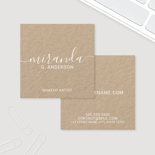 Berufliches, modernes Drehbuchpapier Quadratische Visitenkarte (Von Creator hochgeladen)