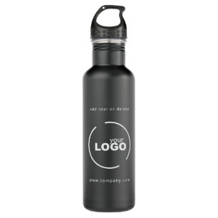 Berufliches, modernes Firmenlogo Schwarz Edelstahlflasche