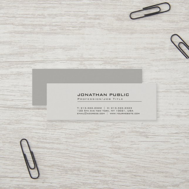 Berufliches modernes kreatives elegantes graues mini visitenkarte (Vorderseite/Rückseite Beispiel)